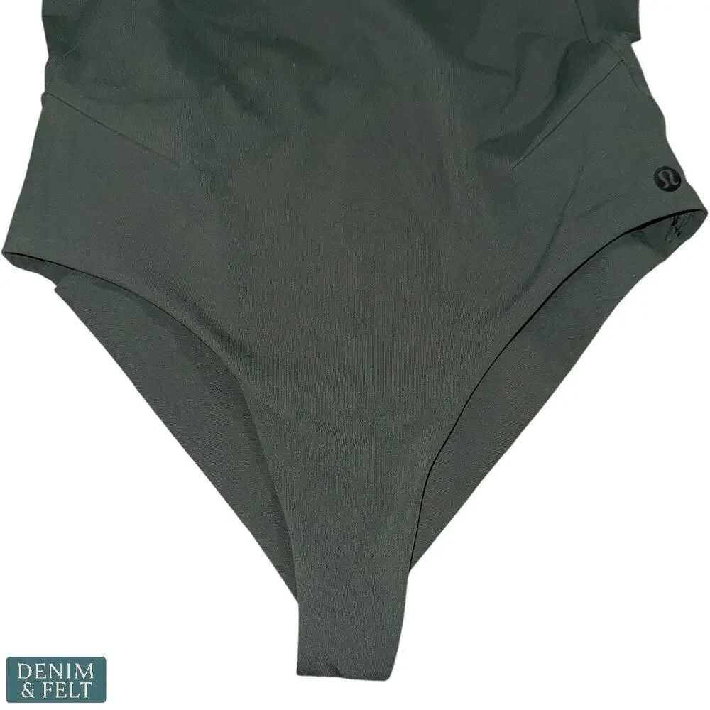 Lululemon Lab Asymmetrical One-Shoulder Bodysuit‎ Full-On Luxtreme Green Sz 6